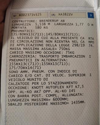 carrello ellebi 750kg sfrenato