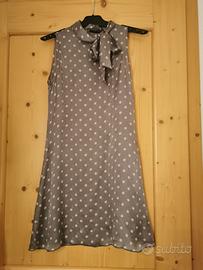 Vestito seta Sisley XS scollo americana pois