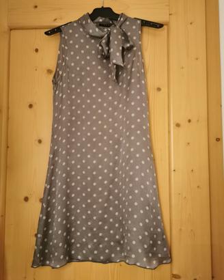 Vestito seta Sisley XS scollo americana pois