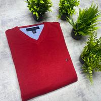 Maglione V-Neck Tommy Hilfiger Rosso Brillante