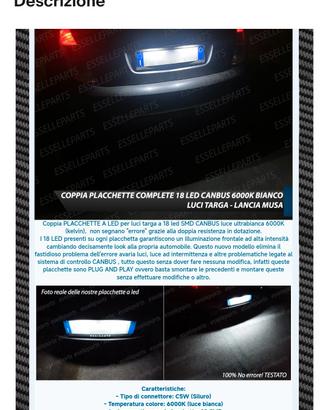 luci led bianche targa lancia Senza errore