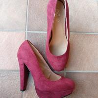 Scarpe 37 Tacco Plateau Décolleté Bordeaux ZARA