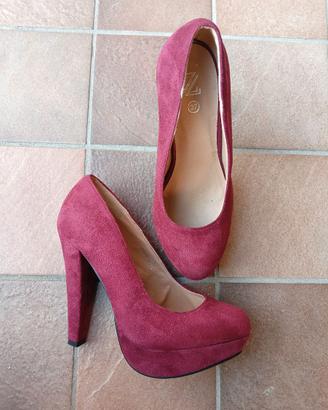 Scarpe 37 Tacco Plateau Décolleté Bordeaux ZARA