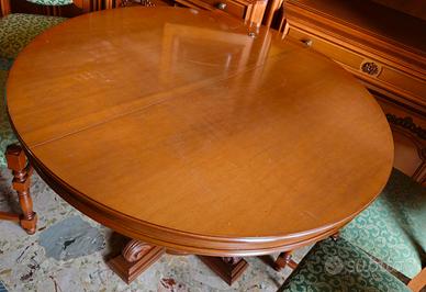 TAVOLO ROTONDO LEGNO ANTICO ALLUNGABILE