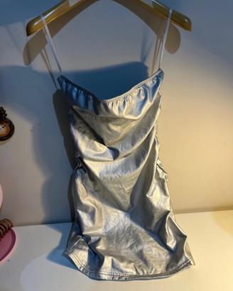 Vestito argento metallizzato-nuovo-taglia S