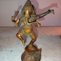 Statua Antica Ganesh Danzante in Ottone