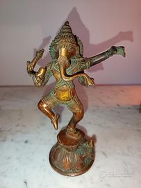 Statua Antica Ganesh Danzante in Ottone