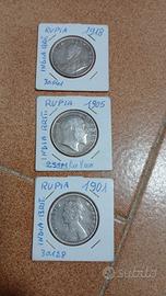 3 monete d'argento gran bretagna india 