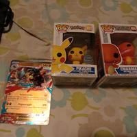 Funko pop Pikachu/charmender Lucario con statuina 