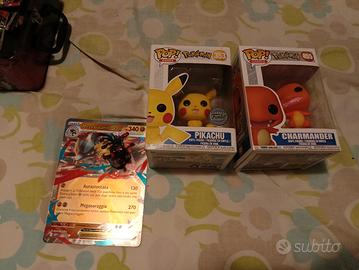 Funko pop Pikachu/charmender Lucario con statuina 