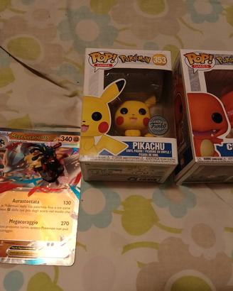 Funko pop Pikachu/charmender Lucario con statuina 