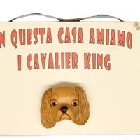 Targa in legno Cane Cavalier King in resina