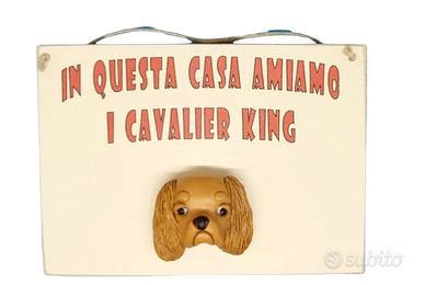 Targa in legno Cane Cavalier King in resina