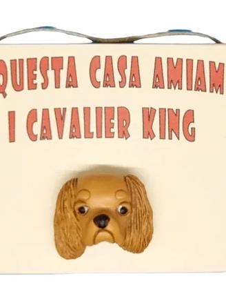 Targa in legno Cane Cavalier King in resina