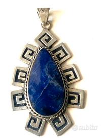 Ciondolo vintage in argento con sodalite