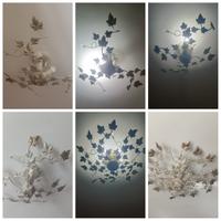 Tris di plafoniere shabby chic a foglie