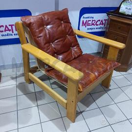 POLTRONA ROVERE CHIARO CUSCINO PELLE BORCHIE