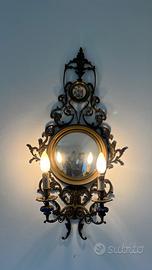 Coppia applique antiche con specchio convesso