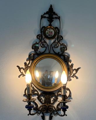 Coppia applique antiche con specchio convesso