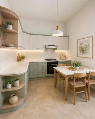 Cucina angolare in legno massello completa di elet