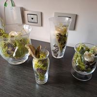 Set 4 vasi in vetro con decorazioni argento