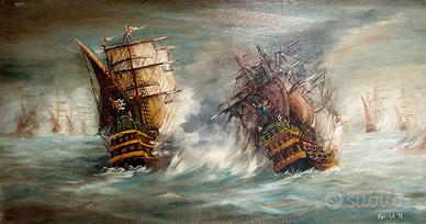 Dipinto Olio Su tela - BATTAGLLIA NAVALE