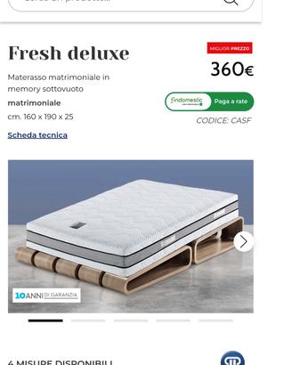 Materasso Fresh Memory Deluxe 190×160