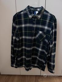 Camicia uomo H&M a quadri blu scuro e verdone