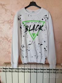 Felpa uomo bianca con fantasia schizzi di pittura.