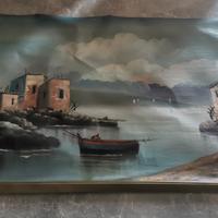 Antico quadro dipinto pittura a olio su tela