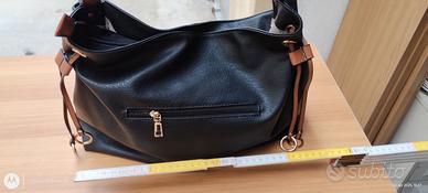 borsa in similpelle nera marrone 