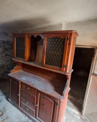 Credenza tirolese 2 ante con vetro lavorato