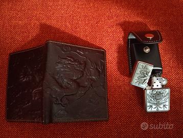 Portafoglio bikers+ porta accendino+ accendino. 