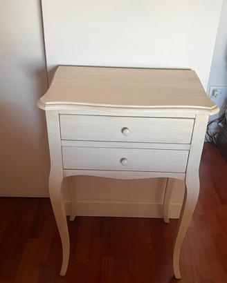 Comodino/mobile provenzale decapato con 2 cassetti