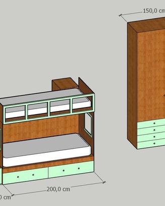 cameretta con letti a castello