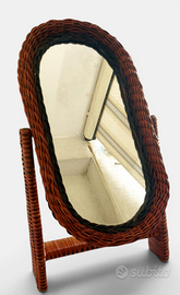 Specchio da Tavolo Vintage in Vimini Midollino Ann