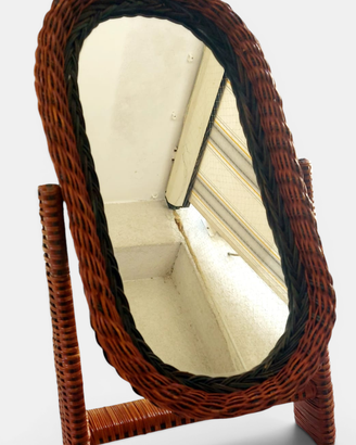 Specchio da Tavolo Vintage in Vimini Midollino Ann