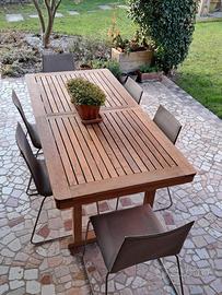 TAVOLO TEAK GIARDINO UNOPIU'  +  NR.6 SEDIE