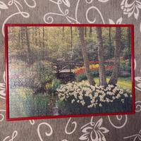 Quadro (Foresta con fiori e ponticello)