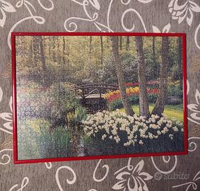 Quadro (Foresta con fiori e ponticello)