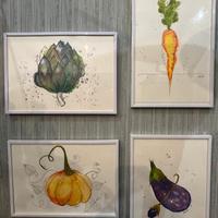 Set di 6 Acquerelli Originali "Ortaggi e Verdure"