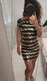 Abito Dry Lake paillettes oro-nero Tg S