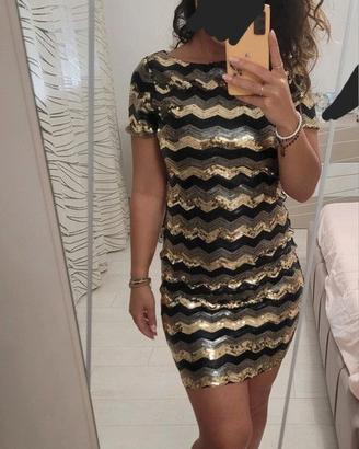 Abito Dry Lake paillettes oro-nero Tg S