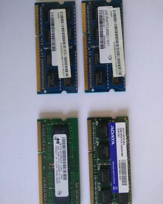 4 Moduli RAM Notebook Laptop DDR3 PC3 2GB l'uno