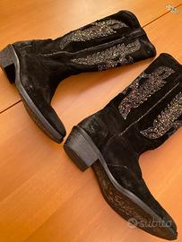 Stivali nuovi texani camoscio nero misura 41