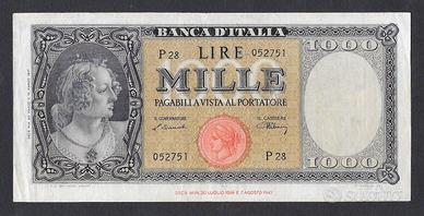 Banconota lire 1000 del 1947 testina