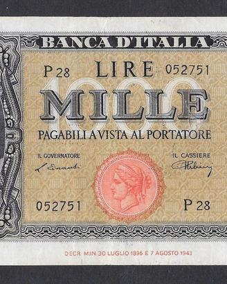 Banconota lire 1000 del 1947 testina