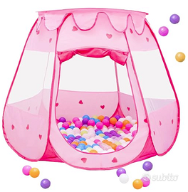Tenda da gioco bambina pop-up rosa con 100 palline