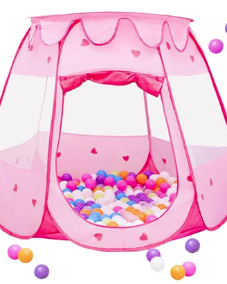 Tenda da gioco bambina pop-up rosa con 100 palline