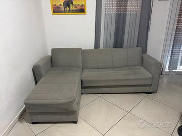 Divano letto angolare moderno grigio